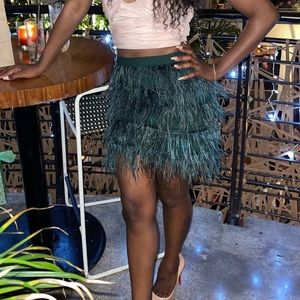 COPY - Gianni Bini Green Feather Mini Skirt